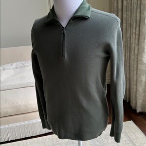 BOSS Men's Green Half-Zip Sweater
